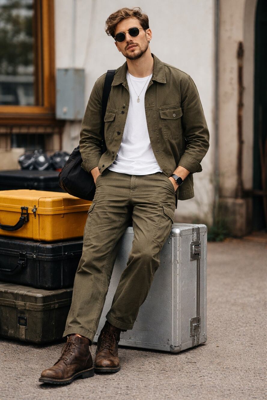ATF Vintage Men’s Olive Green Fatigues Set Utility Jacket Cargo Trousers W33 44R